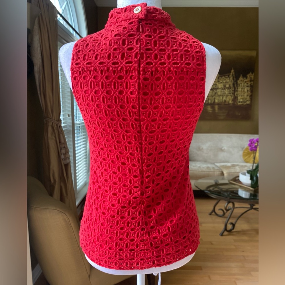 J. Crew Ultra Eyelet Shell Tank Top Red Size 00 - Picture 4 of 10